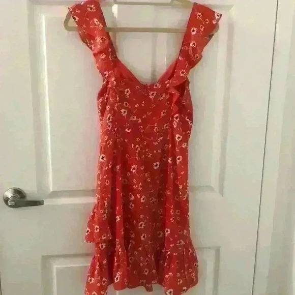 On the Patio Red Floral Print Ruffled Mini Dress - Picture 8 of 9